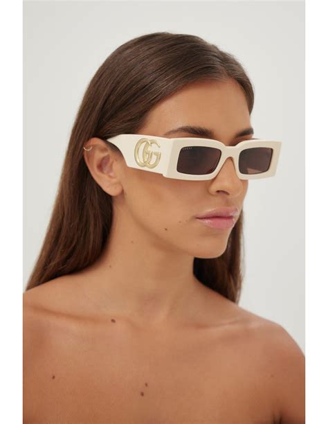 Ivory Rectangular Sunglasses by Gucci 